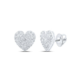 Splendid Jewellery's Diamond Heart Elegance Earrings Top view from the 10Kt White Gold Womens Round Diamond Heart Earrings 1 2 Cttwpin219018 collection by Splendid Jewellery