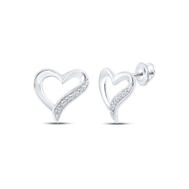 Heart's Delight: 10kt White Gold Womens Round Diamond Heart Earrings Top view from the 10Kt White Gold Womens Round Diamond Heart Earrings 1 20 Cttwpin212495 collection by Splendid Jewellery