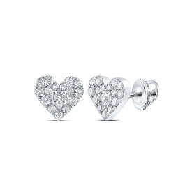 Romantic Radiance: 10kt White Gold Womens Round Diamond Heart Earrings 1/3 Cttw Top view from the 10Kt White Gold Womens Round Diamond Heart Earrings 1 3 Cttwpin288206 collection by Splendid Jewellery