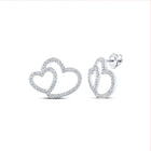 Radiant Love: 10kt White Gold Heart Diamond Earrings Top view from the 10Kt White Gold Womens Round Diamond Heart Earrings 1 3 Cttwpin212437 collection by Splendid Jewellery