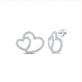 Radiant Love: 10kt White Gold Heart Diamond Earrings Top view from the 10Kt White Gold Womens Round Diamond Heart Earrings 1 3 Cttwpin212437 collection by Splendid Jewellery
