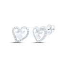 Romantic Radiance: 10kt White Gold Diamond Heart Earrings Top view from the 10Kt White Gold Womens Round Diamond Heart Earrings 1 4 Cttwpin219468 collection by Splendid Jewellery