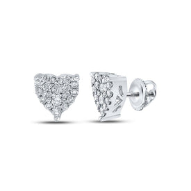 Romantic Sparkle: 10kt White Gold Diamond Heart Earrings Top view from the 10Kt White Gold Womens Round Diamond Heart Earrings 1 4 Cttwpin213012 collection by Splendid Jewellery
