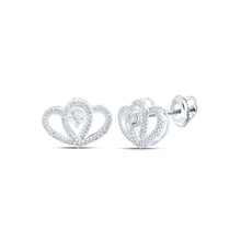 Load image into Gallery viewer, 10kt White Gold Heart-Shaped Diamond Earrings: A Sparkling Love Affair Top view from the 10Kt White Gold Womens Round Diamond Heart Earrings 1 4 Cttwpin213439 collection by Splendid Jewellery