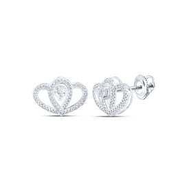 10kt White Gold Heart-Shaped Diamond Earrings: A Sparkling Love Affair Top view from the 10Kt White Gold Womens Round Diamond Heart Earrings 1 4 Cttwpin213439 collection by Splendid Jewellery
