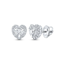 Load image into Gallery viewer, 10kt White Gold Heart-Shaped Diamond Earrings: A Radiant Symbol of Love and Elegance Top view from the 10Kt White Gold Womens Round Diamond Heart Earrings 1 4 Cttwpin289326 collection by Splendid Jewellery