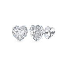 10kt White Gold Heart-Shaped Diamond Earrings: A Radiant Symbol of Love and Elegance Top view from the 10Kt White Gold Womens Round Diamond Heart Earrings 1 4 Cttwpin289326 collection by Splendid Jewellery