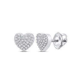 Romantic Radiance: 10kt White Gold Heart-Shaped Diamond Earrings Top view from the 10Kt White Gold Womens Round Diamond Heart Earrings 1 5 Cttwpin212144 collection by Splendid Jewellery