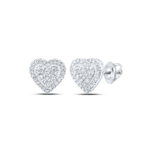 Load image into Gallery viewer, 10kt White Gold Heart-Shaped Diamond Earrings: A Timeless Symbol of Love and Elegance Top view from the 10Kt White Gold Womens Round Diamond Heart Earrings 1 5 Cttwpin230047 collection by Splendid Jewellery