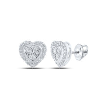 Load image into Gallery viewer, Heart of Elegance: 10kt White Gold Diamond Heart Earrings Top view from the 10Kt White Gold Womens Round Diamond Heart Earrings 1 5 Cttwpin213523 collection by Splendid Jewellery