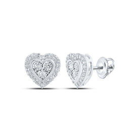 Heart of Elegance: 10kt White Gold Diamond Heart Earrings Top view from the 10Kt White Gold Womens Round Diamond Heart Earrings 1 5 Cttwpin213523 collection by Splendid Jewellery