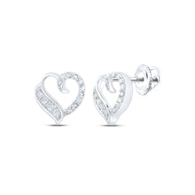 Load image into Gallery viewer, 10kt White Gold Heart Diamond Earrings: A Dazzling Symbol of Love and Elegance Top view from the 10Kt White Gold Womens Round Diamond Heart Earrings 1 5 Cttwpin219800 collection by Splendid Jewellery