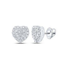 Romantic Diamond Heart Earrings in 10kt White Gold Top view from the 10Kt White Gold Womens Round Diamond Heart Earrings 1 6 Cttwpin213231 collection by Splendid Jewellery