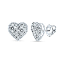 Load image into Gallery viewer, Romantic Diamond Heart Earrings in 10kt White Gold Top view from the 10Kt White Gold Womens Round Diamond Heart Earrings 1 6 Cttwpin80701 collection by Splendid Jewellery