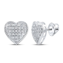 Load image into Gallery viewer, Romantic Radiance: 10kt White Gold Heart-Shaped Diamond Earrings Top view from the 10Kt White Gold Womens Round Diamond Heart Earrings 1 6 Cttwpin222636 collection by Splendid Jewellery