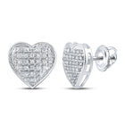 Romantic Radiance: 10kt White Gold Heart-Shaped Diamond Earrings Top view from the 10Kt White Gold Womens Round Diamond Heart Earrings 1 6 Cttwpin222636 collection by Splendid Jewellery
