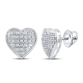 Romantic Radiance: 10kt White Gold Heart-Shaped Diamond Earrings Top view from the 10Kt White Gold Womens Round Diamond Heart Earrings 1 6 Cttwpin222636 collection by Splendid Jewellery