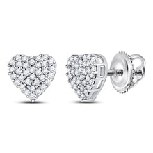 Load image into Gallery viewer, Romantic Radiance: 10kt White Gold Womens Round Diamond Heart Earrings 1/6 Cttw Top view from the 10Kt White Gold Womens Round Diamond Heart Earrings 1 6 Cttwpin250271 collection by Splendid Jewellery