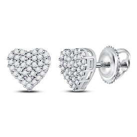 Romantic Radiance: 10kt White Gold Womens Round Diamond Heart Earrings 1/6 Cttw Top view from the 10Kt White Gold Womens Round Diamond Heart Earrings 1 6 Cttwpin250271 collection by Splendid Jewellery