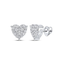 Load image into Gallery viewer, 10kt White Gold Sparkling Diamond Heart Earrings: A Timeless Symbol of Love and Elegance Top view from the 10Kt White Gold Womens Round Diamond Heart Earrings 3 4 Cttwpin217590 collection by Splendid Jewellery