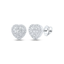 Load image into Gallery viewer, Heart&#39;s Desire: 10kt White Gold Womens Round Diamond Heart Earrings 3/4 Cttw Top view from the 10Kt White Gold Womens Round Diamond Heart Earrings 3 4 Cttwpin286221 collection by Splendid Jewellery