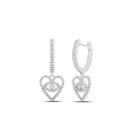 Heart's Desire: 10kt White Gold Diamond Heart Hoop Dangle Earrings Top view from the 10Kt White Gold Womens Round Diamond Heart Hoop Dangle Earrings 3 8 Cttwpin213140 collection by Splendid Jewellery