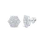 10kt White Gold Hexagon Cluster Diamond Earrings - A Mesmerizing Brilliance Top view from the 10Kt White Gold Womens Round Diamond Hexagon Cluster Earrings 1 Cttwpin213535 collection by Splendid Jewellery