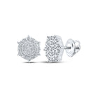 Captivating Cluster of Diamonds: 10kt White Gold Hexagon Earrings Top view from the 10Kt White Gold Womens Round Diamond Hexagon Cluster Earrings 1 8 Cttwpin217717 collection by Splendid Jewellery