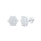 Splendid Jewellery 10kt White Gold Hexagon Cluster Diamond Earrings Top view from the 10Kt White Gold Womens Round Diamond Hexagon Cluster Earrings 7 8 Cttwpin219337 collection by Splendid Jewellery