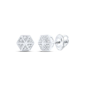 Splendid Jewellery 10kt White Gold Diamond Hexagon Earrings Top view from the 10Kt White Gold Womens Round Diamond Hexagon Earrings 1 10 Cttwpin230676 collection by Splendid Jewellery
