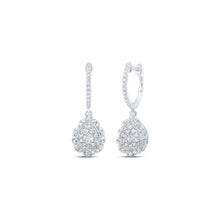 Load image into Gallery viewer, 10kt White Gold Diamond Hoop Dangle Earrings: Timeless Elegance and Sparkling Brilliance Top view from the 10Kt White Gold Womens Round Diamond Hoop Dangle Earrings 1 2 Cttwpin230847 collection by Splendid Jewellery