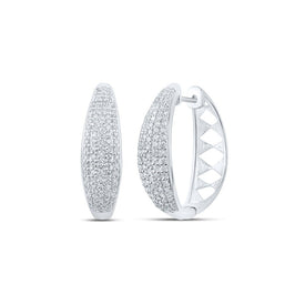 Stunning 10kt White Gold Diamond Hoop Earrings - A Mesmerizing Display of Brilliance and Elegance Top view from the 10Kt White Gold Womens Round Diamond Hoop Earrings 1 Cttwpin218611 collection by Splendid Jewellery
