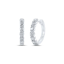 Load image into Gallery viewer, Sparkling Diamond Delight Hoop Earrings Top view from the 10Kt White Gold Womens Round Diamond Hoop Earrings 1 Cttwpin212955 collection by Splendid Jewellery