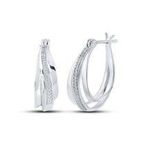Load image into Gallery viewer, Radiant Brilliance: 10kt White Gold Diamond Hoop Earrings Top view from the 10Kt White Gold Womens Round Diamond Hoop Earrings 1 10 Cttwpin215639 collection by Splendid Jewellery