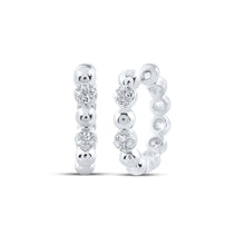 Load image into Gallery viewer, Splendid Jewellery 10kt White Gold Diamond Hoop Earrings Top view from the 10Kt White Gold Womens Round Diamond Hoop Earrings 1 10 Cttwpin212901 collection by Splendid Jewellery