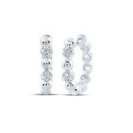 Splendid Jewellery 10kt White Gold Diamond Hoop Earrings Top view from the 10Kt White Gold Womens Round Diamond Hoop Earrings 1 10 Cttwpin212901 collection by Splendid Jewellery