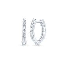 Load image into Gallery viewer, Splendid Jewellery 10kt White Gold Diamond Accent Hoop Earrings Top view from the 10Kt White Gold Womens Round Diamond Hoop Earrings 1 10 Cttwpin212976 collection by Splendid Jewellery