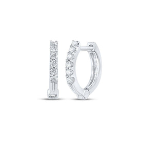 Splendid Jewellery 10kt White Gold Diamond Accent Hoop Earrings Top view from the 10Kt White Gold Womens Round Diamond Hoop Earrings 1 10 Cttwpin212976 collection by Splendid Jewellery