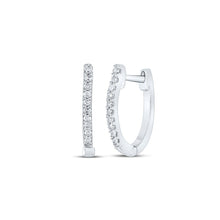 Load image into Gallery viewer, Splendid Jewellery 10kt White Gold Diamond Accent Hoop Earrings Top view from the 10Kt White Gold Womens Round Diamond Hoop Earrings 1 12 Cttwpin212906 collection by Splendid Jewellery
