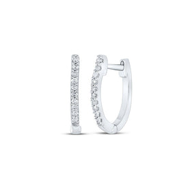 Splendid Jewellery 10kt White Gold Diamond Accent Hoop Earrings Top view from the 10Kt White Gold Womens Round Diamond Hoop Earrings 1 12 Cttwpin212906 collection by Splendid Jewellery