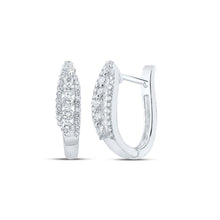 Load image into Gallery viewer, Radiant Brilliance: 10kt White Gold Diamond Hoop Earrings Top view from the 10Kt White Gold Womens Round Diamond Hoop Earrings 3 8 Cttwpin218638 collection by Splendid Jewellery