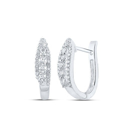 Radiant Brilliance: 10kt White Gold Diamond Hoop Earrings Top view from the 10Kt White Gold Womens Round Diamond Hoop Earrings 3 8 Cttwpin218638 collection by Splendid Jewellery