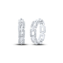 Load image into Gallery viewer, Diamond Brilliance: 10kt White Gold Womens Round Diamond Hoop Earrings 1/3 Cttw Top view from the 10Kt White Gold Womens Round Diamond Hoop Earrings 1 3 Cttwpin212926 collection by Splendid Jewellery