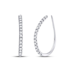 Sparkling Brilliance: 10kt White Gold Diamond Hoop Earrings Top view from the 10Kt White Gold Womens Round Diamond Hoop Earrings 1 4 Cttwpin270051 collection by Splendid Jewellery