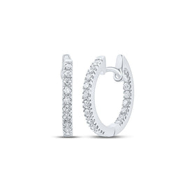 10kt White Gold Diamond Sparkle Hoop Earrings Top view from the 10Kt White Gold Womens Round Diamond Hoop Earrings 1 4 Cttwpin212971 collection by Splendid Jewellery