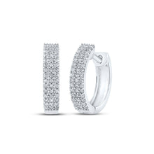 Load image into Gallery viewer, Splendid Jewellery&#39;s Dazzling Diamond Hoop Earrings Top view from the 10Kt White Gold Womens Round Diamond Hoop Earrings 1 4 Cttwpin286816 collection by Splendid Jewellery
