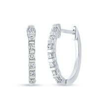 Load image into Gallery viewer, 10kt White Gold Diamond Sparkle Hoop Earrings Top view from the 10Kt White Gold Womens Round Diamond Hoop Earrings 1 4 Cttwpin41275 collection by Splendid Jewellery