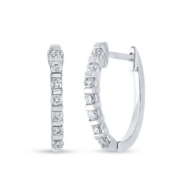 10kt White Gold Diamond Sparkle Hoop Earrings Top view from the 10Kt White Gold Womens Round Diamond Hoop Earrings 1 4 Cttwpin41275 collection by Splendid Jewellery