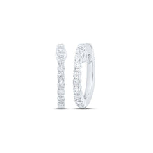 Load image into Gallery viewer, 10kt White Gold Diamond Sparkle Hoop Earrings Top view from the 10Kt White Gold Womens Round Diamond Hoop Earrings 1 4 Cttwpin232459 collection by Splendid Jewellery