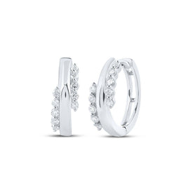 Luxurious Brilliance: 10kt White Gold Diamond Hoop Earrings Top view from the 10Kt White Gold Womens Round Diamond Hoop Earrings 1 5 Cttwpin212925 collection by Splendid Jewellery